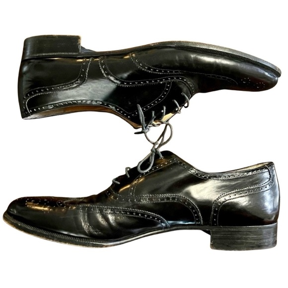 Salvatore Ferragamo Black Leather Wingtip Oxford Dress Shoes Size 10 main image 8